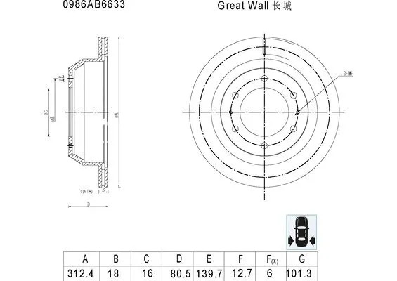 Brake Disc (0 986 AB6 633)