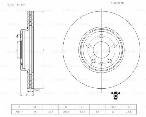 Brake Disc (0 986 T15 152)