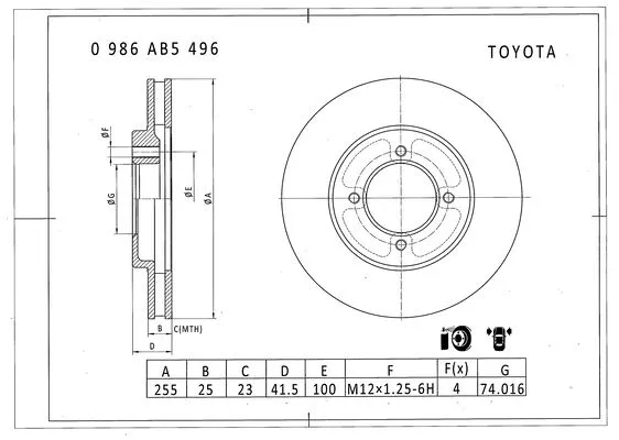 Brake Disc (0 986 AB5 496)