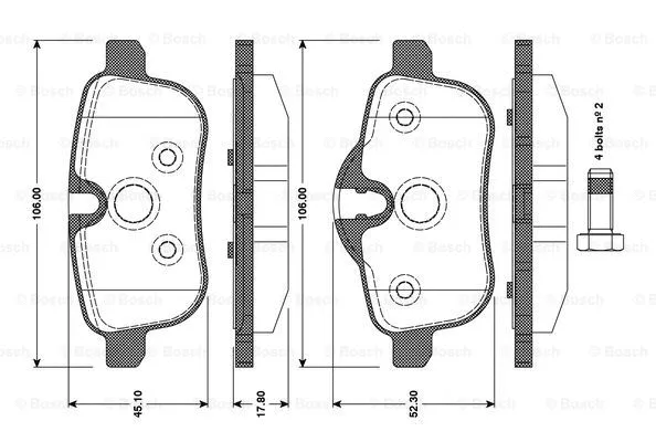 Brake Pad Set, disc brake (0 986 TB3 100)