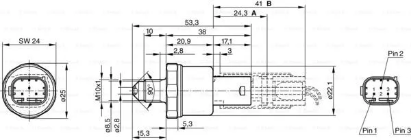 Pressure Switch, brake hydraulics (0 265 005 303)