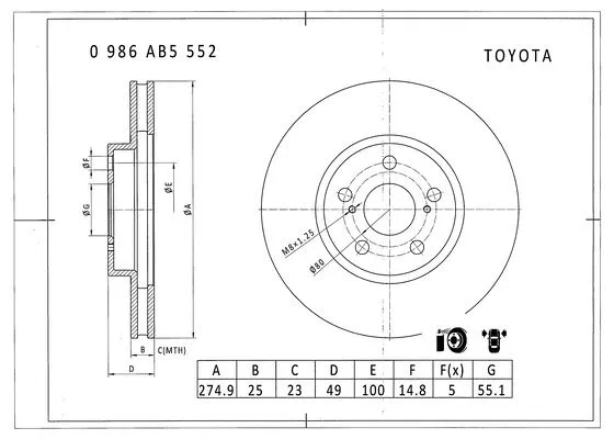 Brake Disc (0 986 AB5 552)