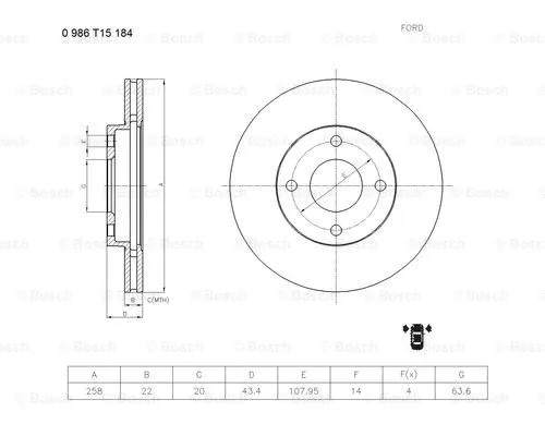 Brake Disc (0 986 T15 184)