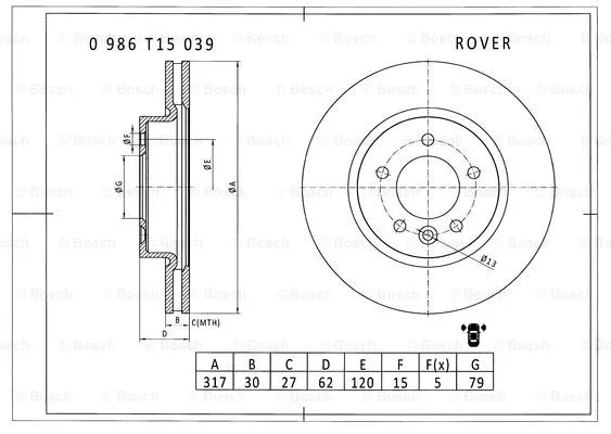 Brake Disc (0 986 T15 039)