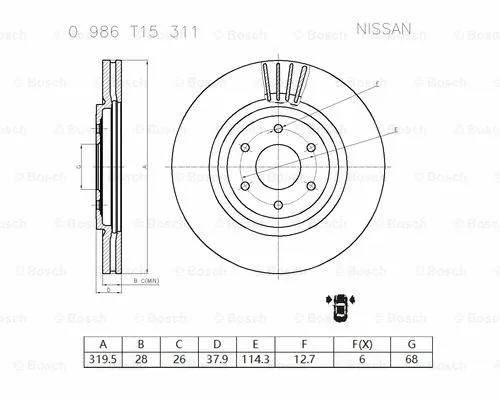 Brake Disc (0 986 T15 311)
