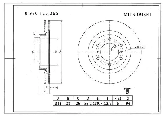 Brake Disc (0 986 T15 265)