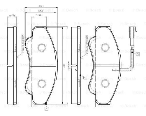 Brake Pad Set, disc brake (0 986 TB2 431)