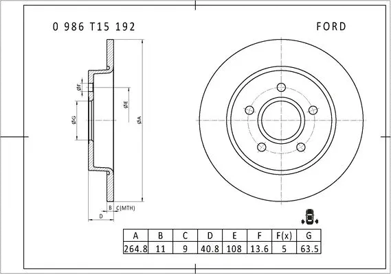 Brake Disc (0 986 T15 192)