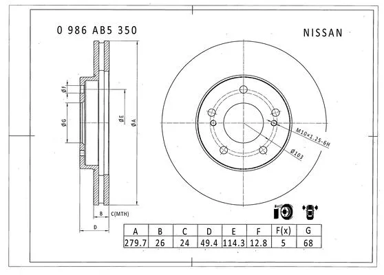 Brake Disc (0 986 AB5 350)