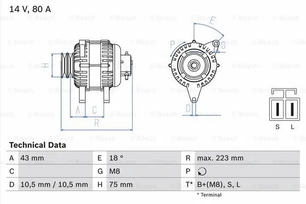 Alternator (0 986 045 601)