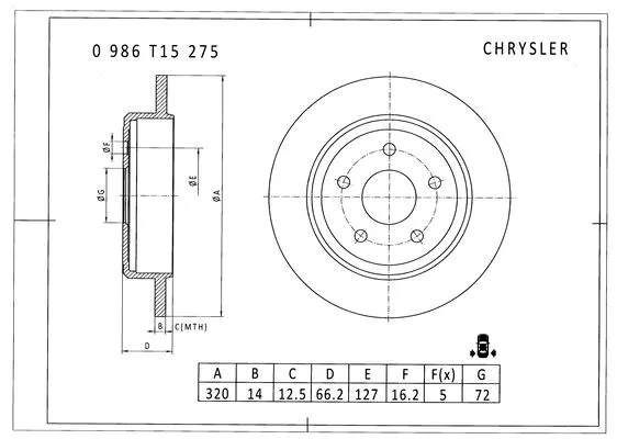 Brake Disc (0 986 T15 275)