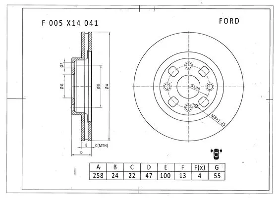 Brake Disc (F 005 X14 041)