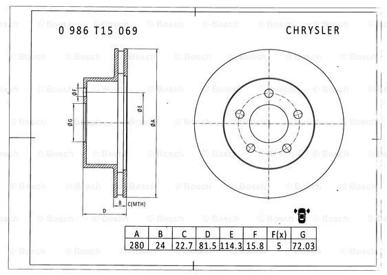 Brake Disc (0 986 T15 069)