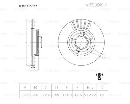 Brake Disc (0 986 T15 167)