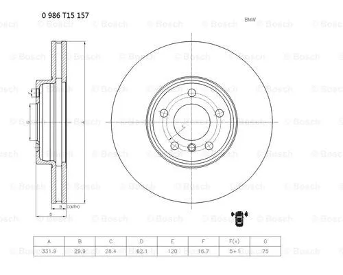 Brake Disc (0 986 T15 157)