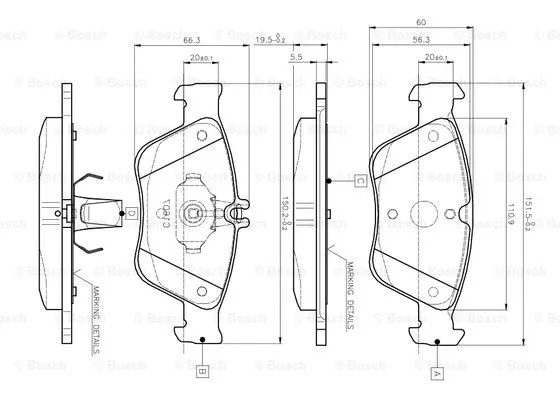 Brake Pad Set, disc brake (0 986 TB2 033)