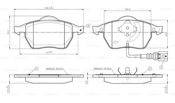 Brake Pad Set, disc brake (0 986 TB2 216)