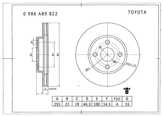Brake Disc (0 986 AB9 822)