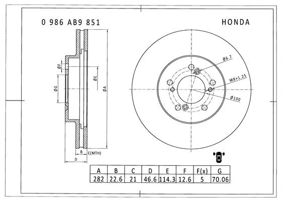Brake Disc (0 986 AB9 851)