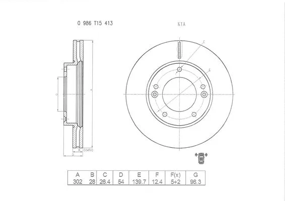 Brake Disc (0 986 T15 413)