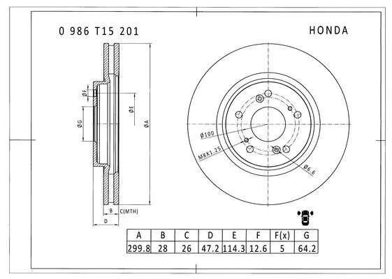 Brake Disc (0 986 T15 201)