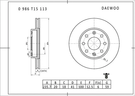 Brake Disc (0 986 T15 113)