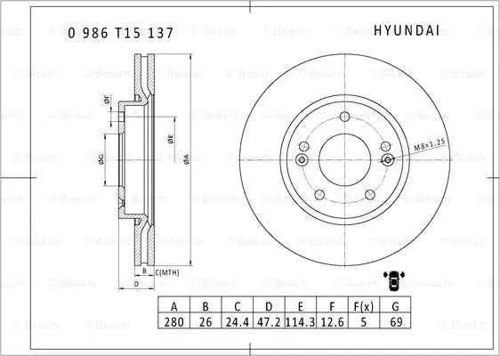 Brake Disc (0 986 T15 137)