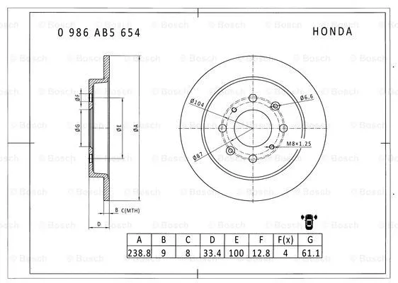 Brake Disc (0 986 AB5 654)