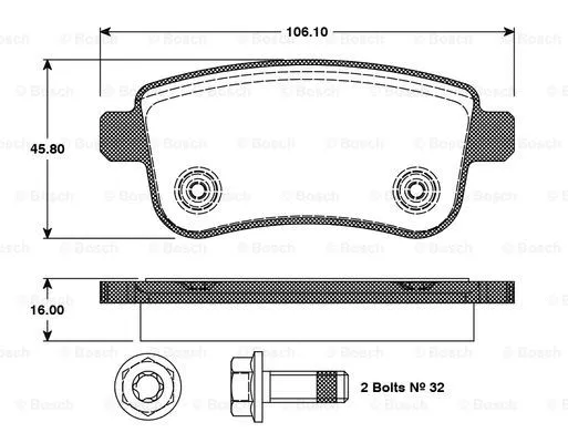 Brake Pad Set, disc brake (0 986 TB3 093)