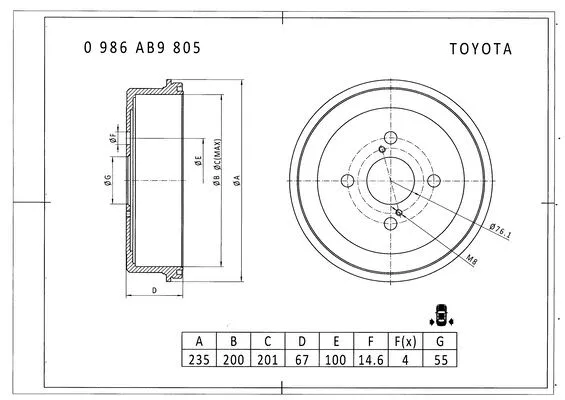 Brake Drum (0 986 AB9 805)