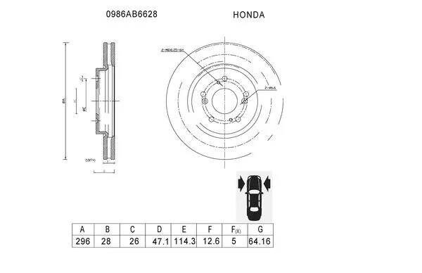 Brake Disc (0 986 AB6 628)