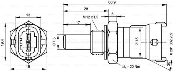 Sensor, coolant temperature