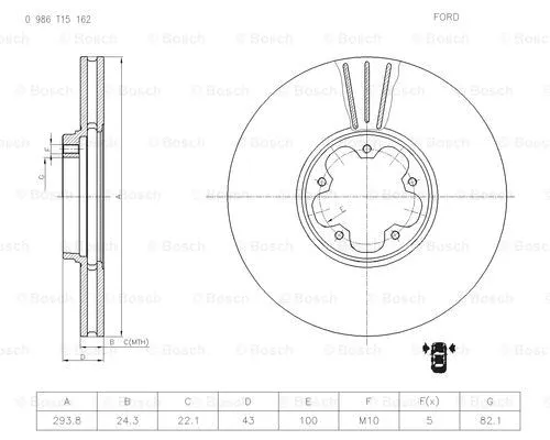 Brake Disc (0 986 T15 162)