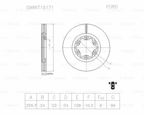 Brake Disc (0 986 T15 171)