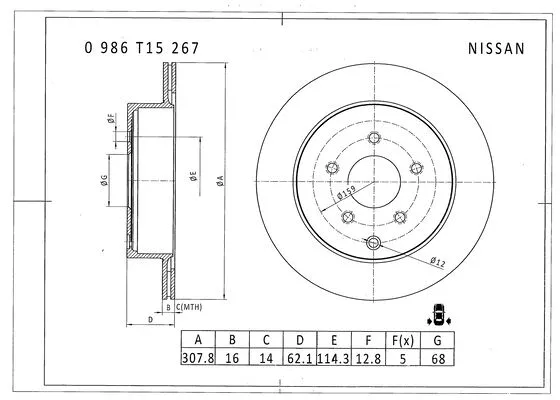 Brake Disc (0 986 T15 267)