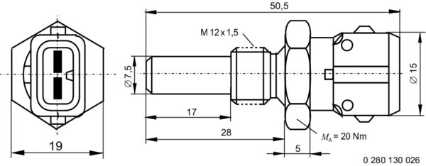 Sensor, coolant temperature (0 280 130 026)