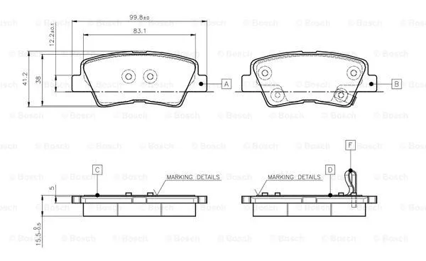 Brake Pad Set, disc brake (0 986 TB3 102)