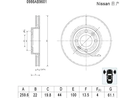 Brake Disc (0 986 AB9 601)