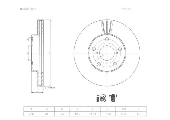 Brake Disc (0 986 T16 051)