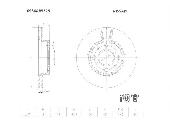 Brake Disc (0 986 AB5 525)