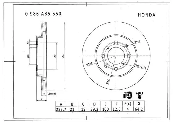 Brake Disc (0 986 AB5 550)