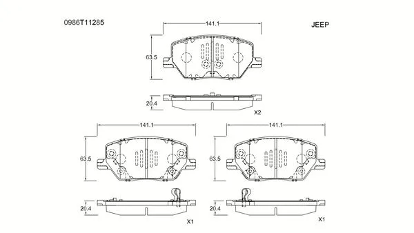 Brake Pad Set, disc brake (0 986 T11 285)