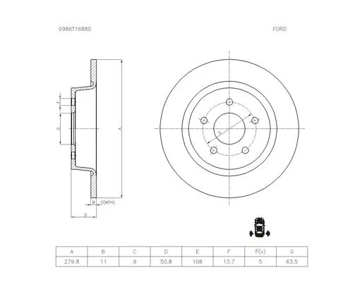 Brake Disc (0 986 T16 880)