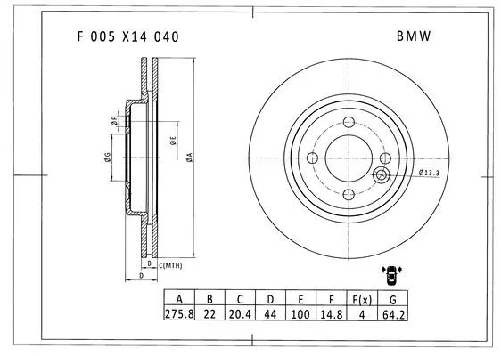 Brake Disc (F 005 X14 040)