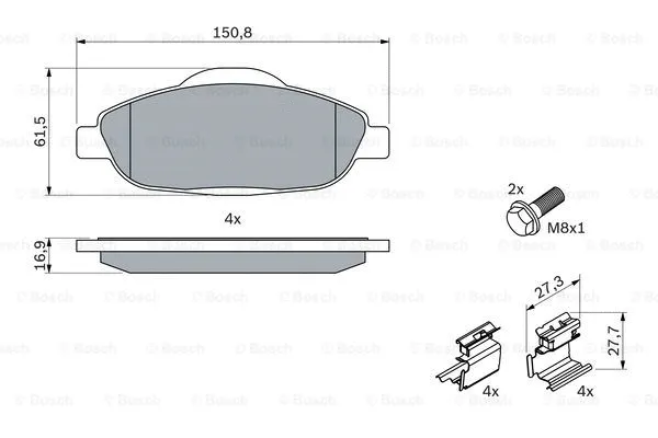 Brake Pad Set, disc brake (0 986 494 261)