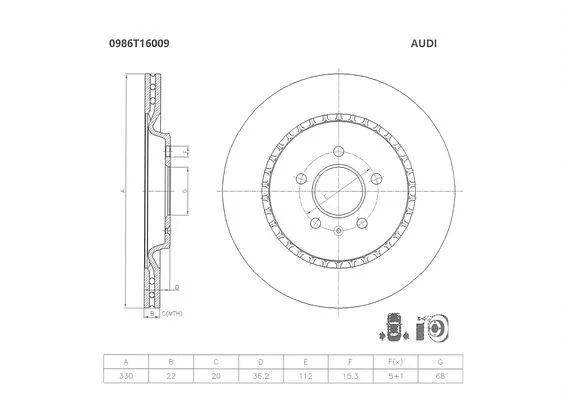 Brake Disc (0 986 T16 009)