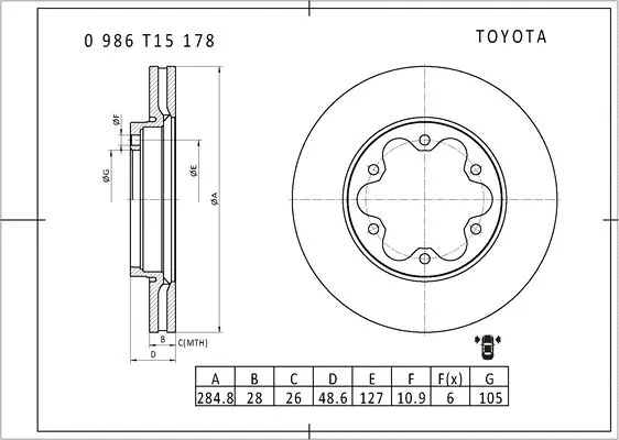 Brake Disc (0 986 T15 178)