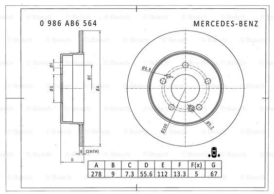Brake Disc (0 986 AB6 564)