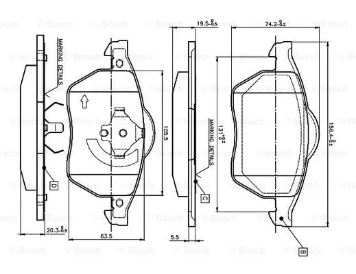 Brake Pad Set, disc brake (0 986 TB2 214)