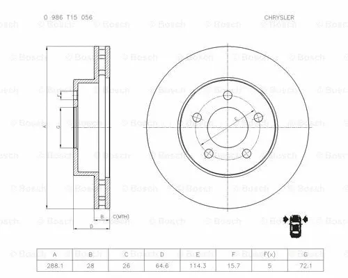 Brake Disc (0 986 T15 056)